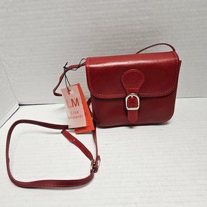 New Lisa Minardi Italy Florence Red Small Messenger leather Bag Strap Adjustable